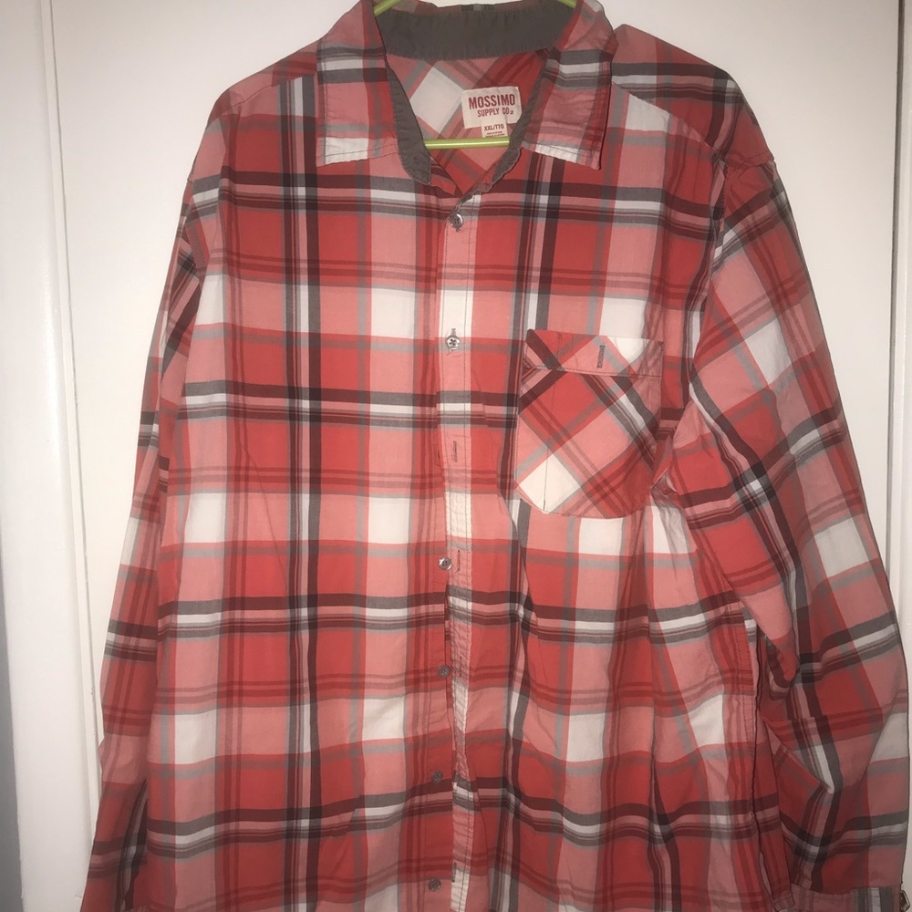 Red plaid button down